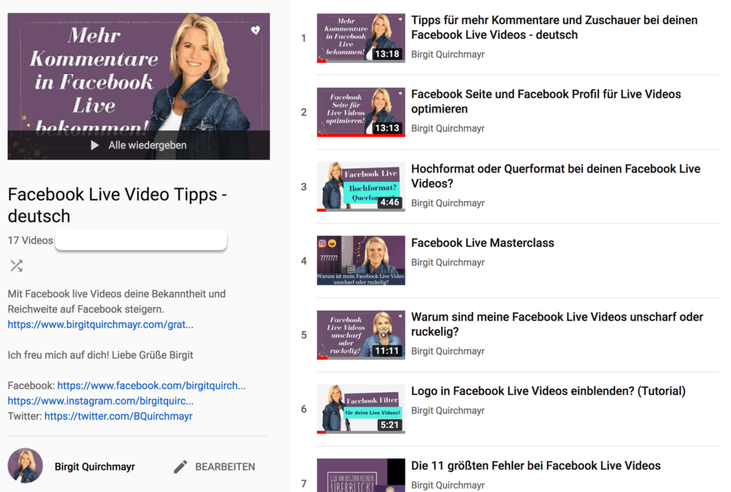Playlist Facebook Live Tipps
